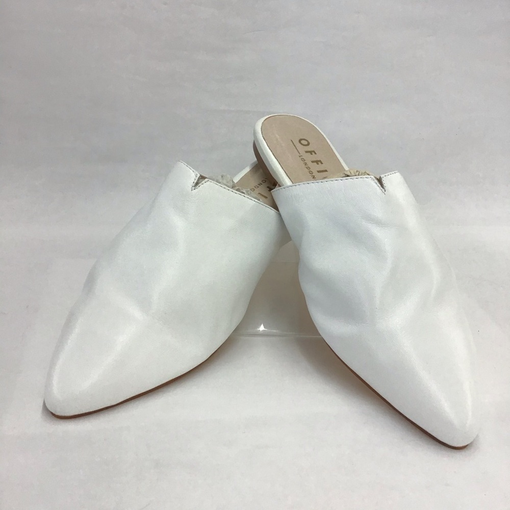 Office London Pointed-toe Flat Mule, White, Size: 38 UK